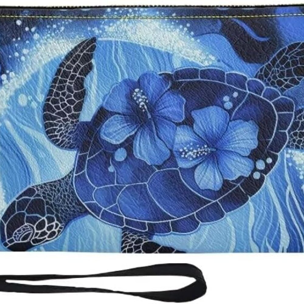Turtle Heart Wallet PU Leather Long Purse Card Holder Phone Organizer
